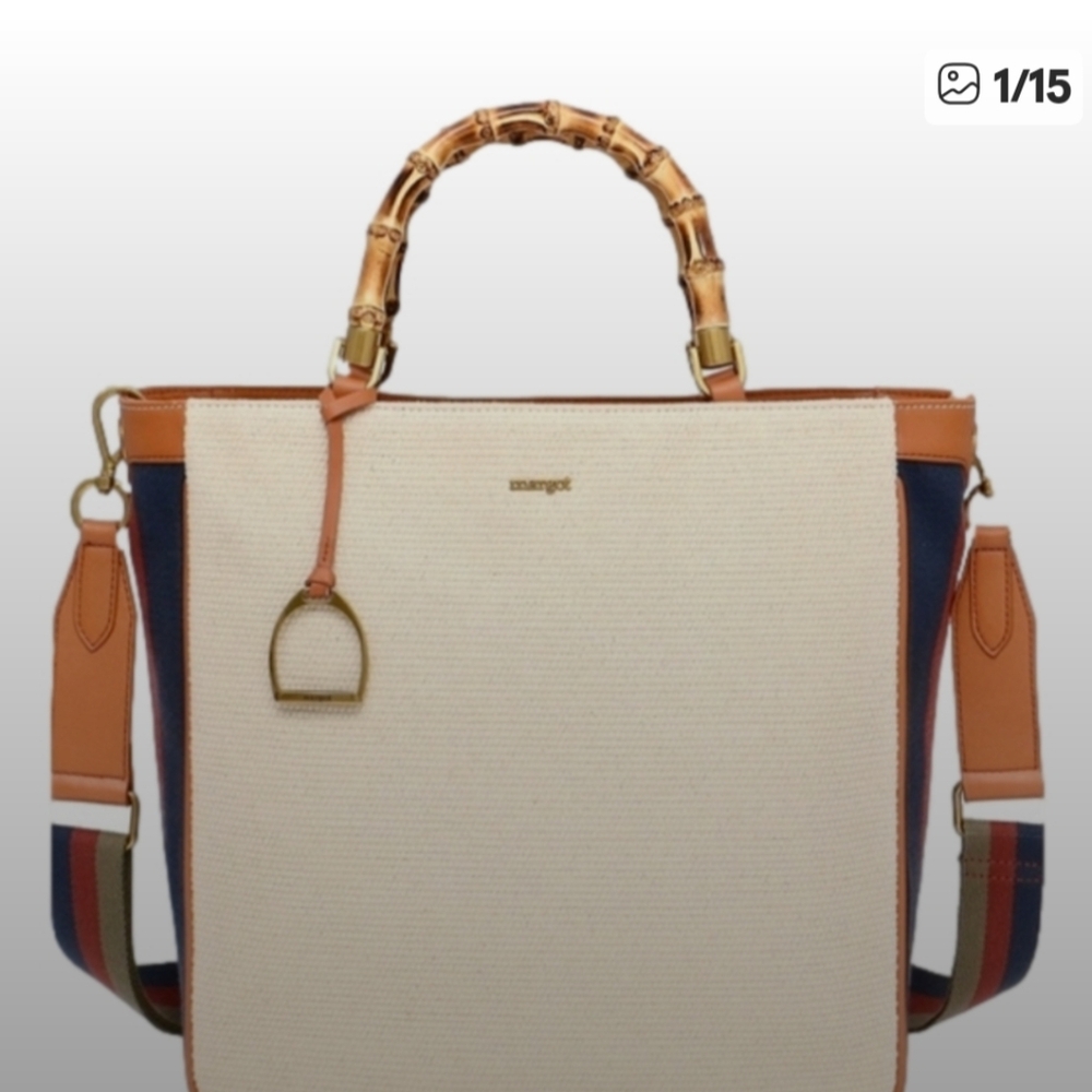 NWOT Margot Lenox Colorblock Magazine Bamboo Top Handle Tote -Gucci Style